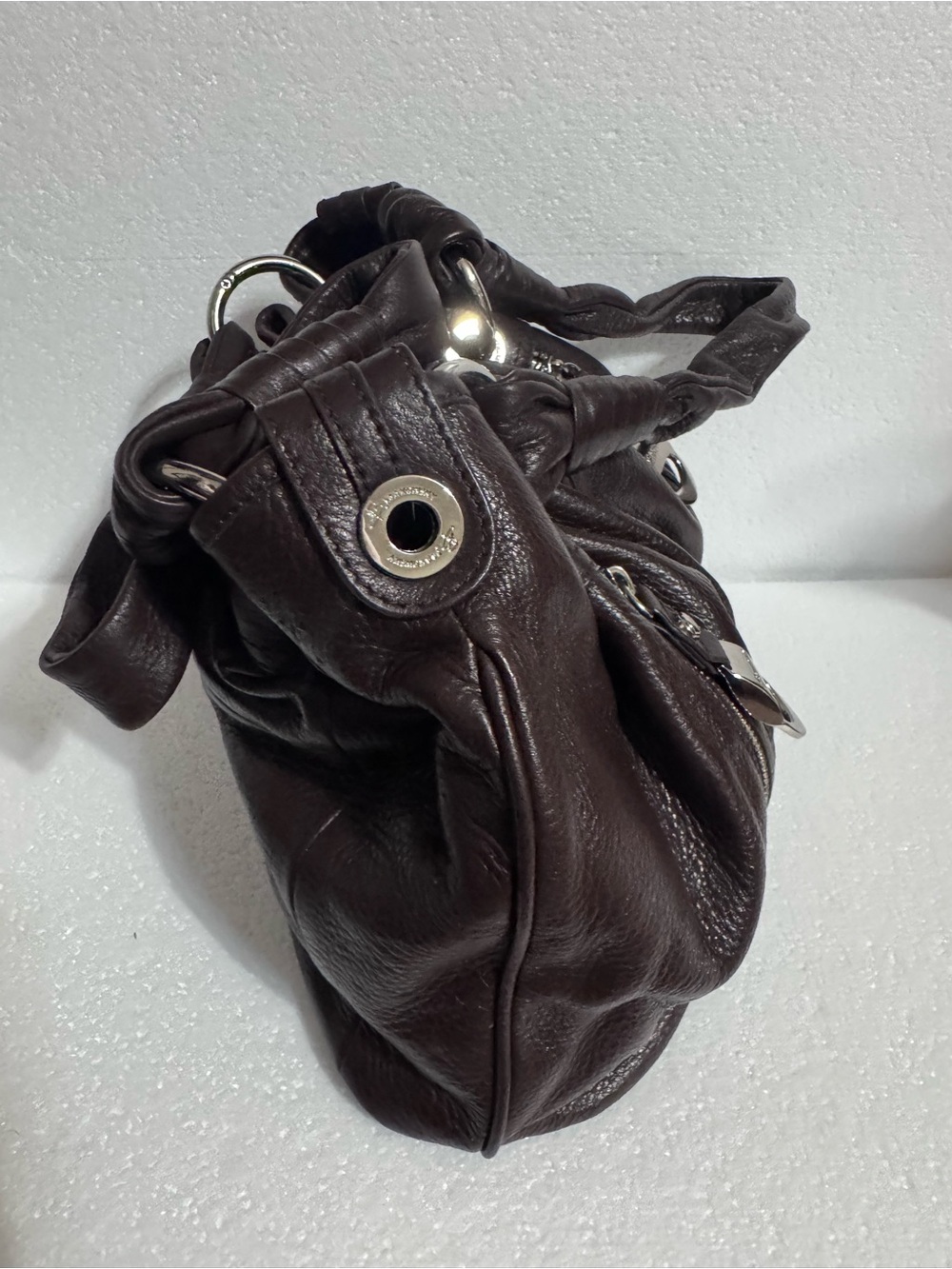 b. makowsky Dark Brown Pebbled Leather Shoulder Bag - Picture 4 of 8